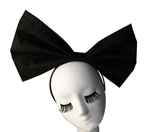 Anogol Huge Large Women's Bow Hair Bands Headdress Party Props Headband Hair Accessories for Cosplay Halloween Black Bowknot