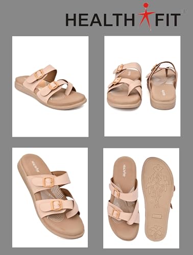 Image of HEALTH FIT EXTRA SOFT Women's Comfortable Memory Foam Doctor Slippers /Flip-Flops|Fashionable Casual & Stylish|Lightweight & Breathable|Outdoor Synthetic Casual Chappals Sandals Ladies & Girls HF30
