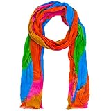 Sunsa Damen Schal, Halstuch Baumwolltuch für Frühlings/Sommer, Stola Tuch mit Tie Dye Design, Accessoires for Women, Scarf Tücher und Schals als Geschenk für Frauen/Freundin (rot/mehrfarbig)