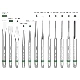 SENROG 12 Pieces Punch and Chisel Set, Alloy Steel 60Cr-v Made Punch Set, Mirror Surface and Chroming Gunsmith Punch Set, Including Flat Chisels, Taper Punch, Pin Punch Set, Center Punch, Cape Punch