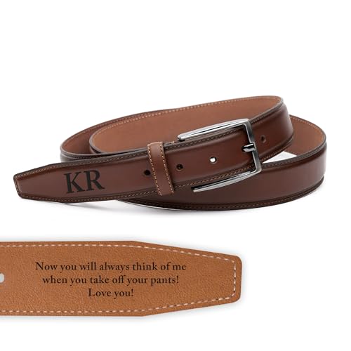 Dress Belt Personalized Handmade Leather Belt for Anniversary - Handcrafted Custom Belt for Him, Father's Day Gift for Husband, Unique Boyfriend Gift