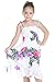 Girl Elastic Ruffle Hawaiian Luau Dress in White Floral 6