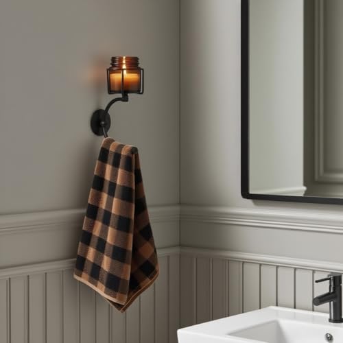 Remenna C-Shaped Towel Ring with Top Storage Basket Unique Space Saving Wall Mount Holder for Towels, Candles, Plants & Toiletries, Decorative Metal Accent for Bathroom or Kitchen by Remenna - Used condition - Image 7