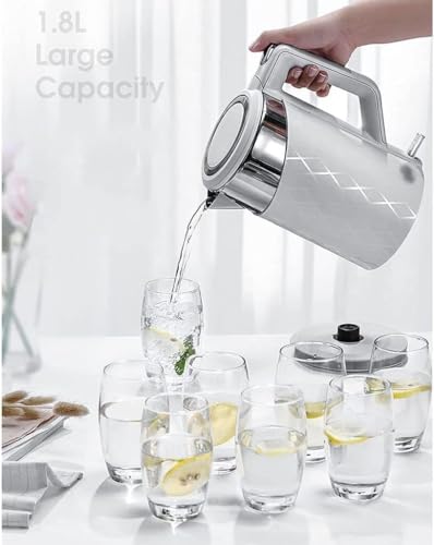 Hervidor eléctrico 1.8L blanco diseño doble vacío miniatura 3