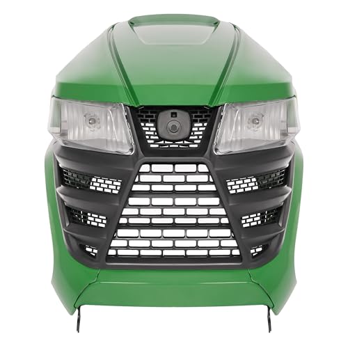 ECOTRIC Hood Side Panel Upper Hood Grille Headlight W/Bulb Compatible With John Deere X300 X304 X310 X320 X350 X370 X384 X394 Replacement for AUC13489 AUC13490 M168883 M168888 2 Packages