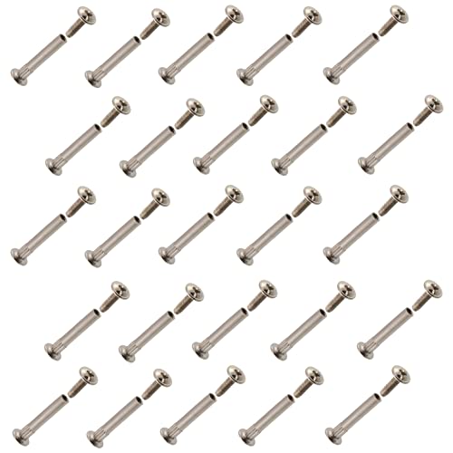 AERZETIX - C65818 - Lot de 25 vis d'assemblage M4x15 mm avec douille M4x30 mm - en acier - couleur argent - ferrures d'assemblage boulon menuisier meuble bois MDF armoire placard