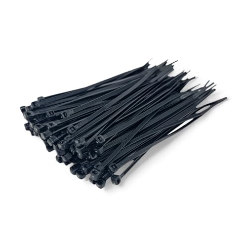 Black Cable Ties (100 Pack - 710mm x 9.0mm) Small Nylon Zip Ties Plastic Tie Wraps for Office Cable Tidy Garden DIY