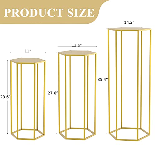 image for Wokceer Hexagon Pedestal Stand Cylinder Stands for Party 35.43