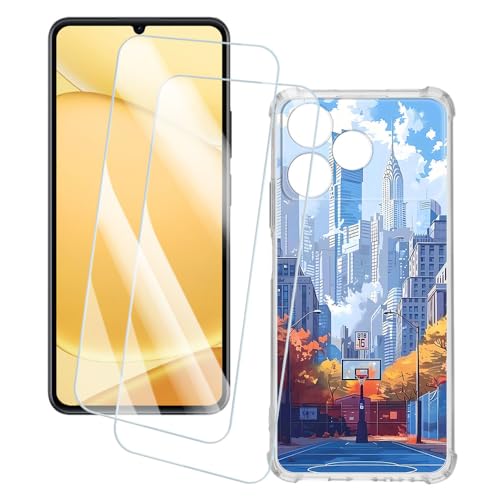 OAGELIM 2�Z�b�g �X�N���[���v���e�N�^�[ + �P�[�X OPPO Realme Note 80 4G (6.74 �C���`) �Ƃ̌݊������� �A�[�e�B�X�e�B�b�N�J�X�^���v�����g�J�o�[�Ƌ����K���X�t�B���� �X�N���b�`�h�~ (�X)