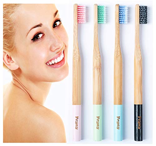 Fcysy Bamboo Toothbrush Soft Toothbrushes Natural BambooToothbrush Travel Wood Toothbrush Set