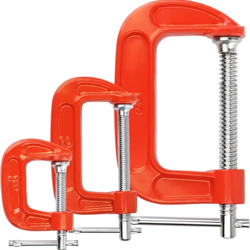 3'lü Mini C Tipi İşkence Mengenesi, 25 mm, 50 mm, 75 mm, Karbon Çelik Gövde, Döküm Metal Sıkıştırma Aparatı, Ahşap, Metal, Hobi ve Atölye Kullanımı için
