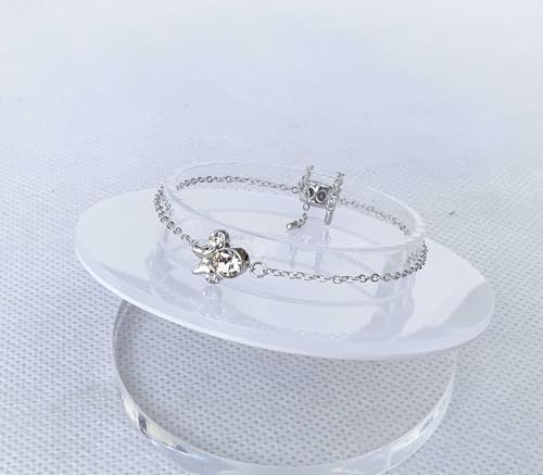 Kaguya Silver Bracelets for Women - Rose Gold Sterling Silver Clear Zirconia Cute Mouse Adjustable Infinity Charm Link Bracelets for Women Girls, Friendship Bracelets2