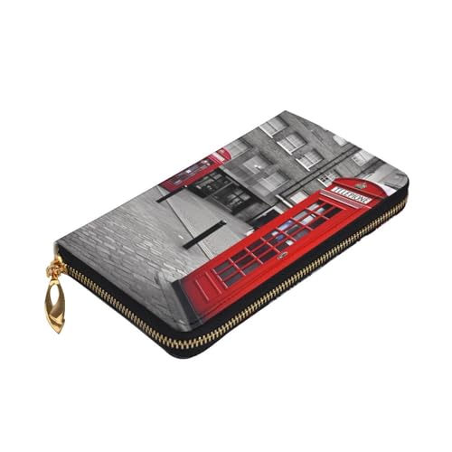 London Red Telephone Booth Wallet For Women Men Clutch Rfid Blocking Leather Wallets Large Capacity Purse Credit Card Holder Money Case With Zipper Phone Holder Long Travel Purse3