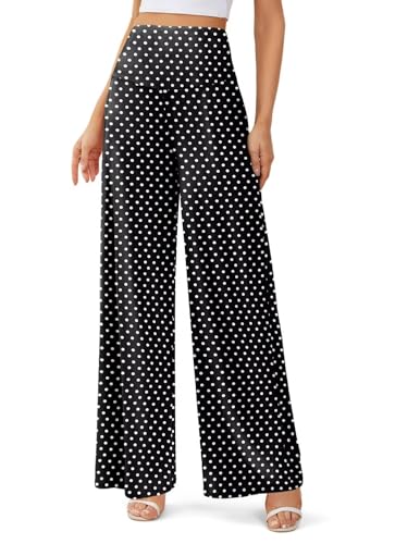 JZC Women's Palazzo Lounge Pants Stretchy Wide Leg Casual Pants Comfy High Waist Flowy Pants S-3XL