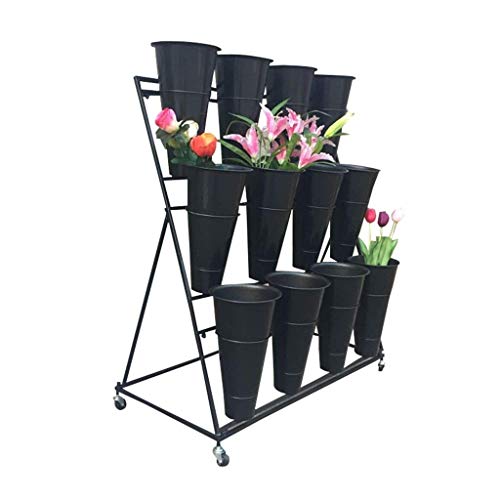 Cxjff Large white florist multi-storey florist fashion black florist shelf iron art florist flower shelf florist florist barrel display rack 100x50x110cm,White (Color : Black)