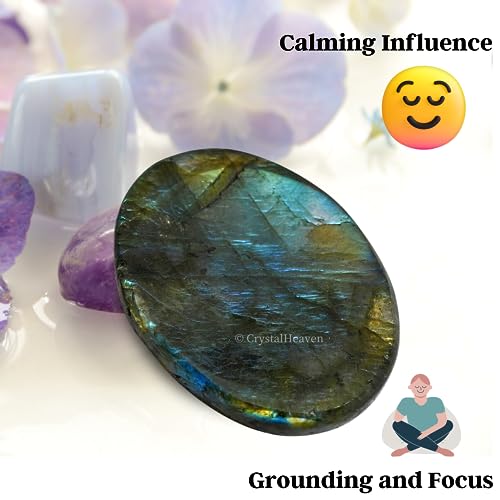 Image of Certified Labradorite Crystal Thumb Worry Pebbles Stones for Stress Relief