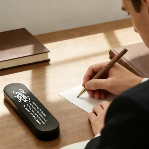 Set de bolígrafo gel de madera grabado para mentor miniatura 7