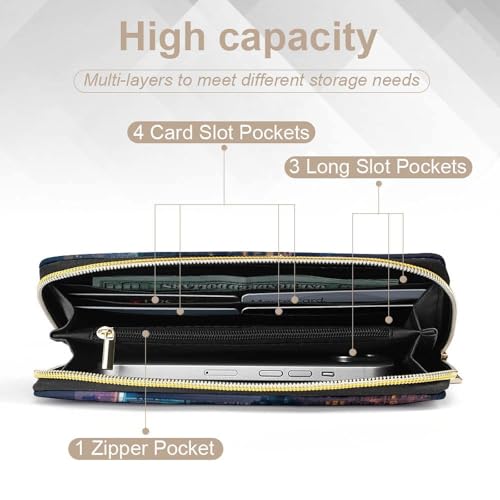 Hong Kong Print Long Wallet for Women Men PU Leather Card Holder Organizer with Zipper Coin Pocket & Cash Slots4