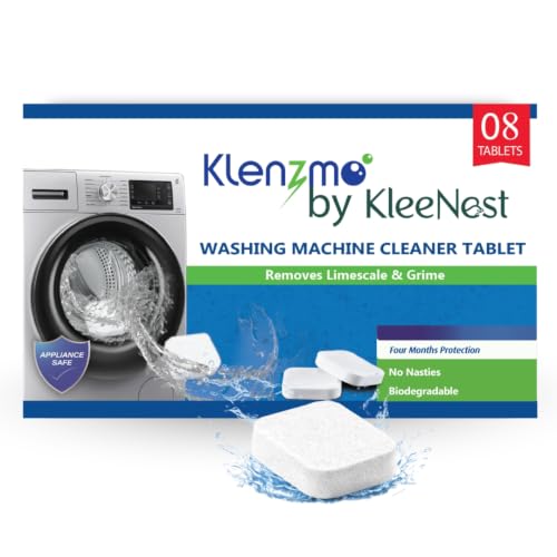 Image of Klenzmo by Kleenest Washing Machine Cleaner Descale Tablets (Pack of 8)- Descaler for Top & Front Load Machines | Drum & Tub Cleaner for Effective Limescale Removal