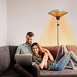 3 Modos de calefacción y ALTURA AJUSTABLE- Elija entre 900W, 1200W y 2100W. Los niveles de calefacción se pueden ajustar por los dos interruptores en la parte frontal de forma independiente o al mismo tiempo para el calor completo. El calentador de patio se puede ajustar libremente desde una altura de 5,2 pies a una longitud total de 6.9 pies utilizando la perilla ajustable.