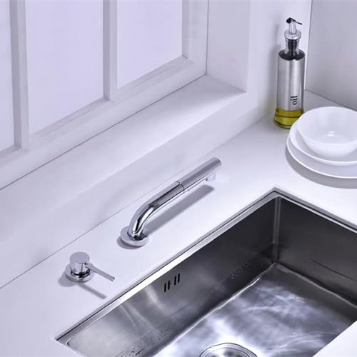 XJTNLB Miscelatore Sottofinestra Cucina con Doccetta Cromo Rubinetteria Cucina Due Fori per Lavello a Scomparsa Rubinetto Miscelatore Monocomando Cucina - 2