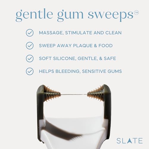SLATE Electric Flosser | 3-in-1 Electric Flosser for Teeth w/ 3 Speeds - Dentist Invented | Eco Reusable Non-Toxic Floss, Tongue Scraper & Gum Stimulator | Ultrasonic Power Flossing for Adults & Kids