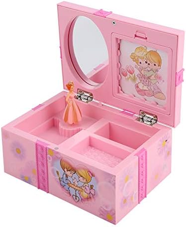 Sweet Musical Jewelry Box with Dancing Ballerina Girl Figurines Music Box Jewel Storage Case for Girls,Pink Dancing Princess Music Box Gift for Kids