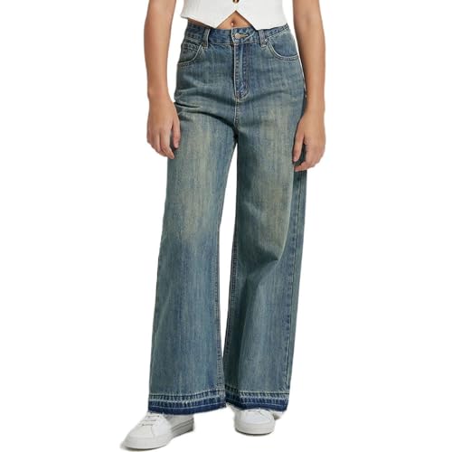 XUNRYAN Wide Leg Jeans for Girls Trendy High Waisted Flowy Bell Bottom Boyfriend Baggy Y2K Denim Pants Hippie Clothes4