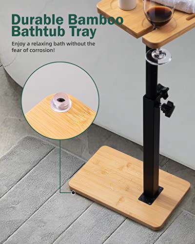 Fayoula Bathtub Tray, Bamboo Bath Tub Tray Table With Adjustable Height, Swivel Side Table For Tub Against Wall/Couch/Bed, The Perfect Addition To Your At-Home Spa Day #TOP3