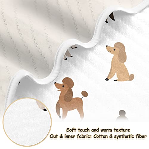 Image of Swaddle Blanket Cartoon Happy Poodle Cotton Blanket for Infants, Receiving Blanket, Lightweight Soft Swaddling Blanket for Crib, Stroller, Nursery Blankets, 30x40 in