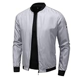 Chaqueta Bomber para Hombr Ligera y Fina con Bolsillo en la Manga Chaqueta de Entretiempo Cuello Alto de Aviador con Bolsillo Interior Chaqueta Cómodo