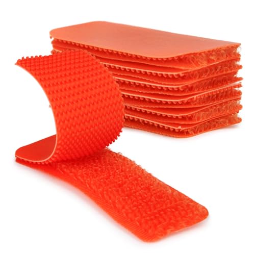 Ech.Apr 2 x 0.8 Inch Non-Adhesive Nylon Hook & Loop Strips – 40PCS Injection Hook Fabric Fasteners – Soft, Heat & Cold Resistant – for Clothing, DIY, Industrial, Sewing Use – Orange