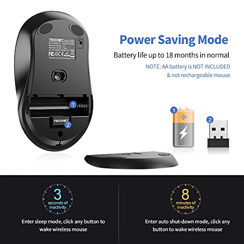 Tecknet Cordless Mouse For Laptop, 2.4G Usb Mouse Wireless, 4 Level 2400Dpi, 6 Buttons Ergonomic Mouse With Usb Receiver, Computer Portable Mice With Side Buttons For Pc Macbook Small Medium Hand #TOP3