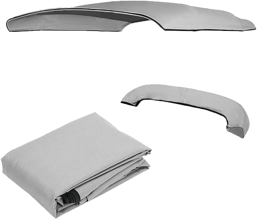 Bimini Top Replacement Canvas，3 Bow Bimini Tops Canvas Cover with Zipper Easy Install，Windproof Waterproof and UV-Proof Bimini Top Canvas Only No Frame (Light Grey, 3 Bow 6'L x 46" H x 79"-84" W)