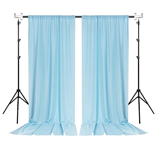 MYSKY HOME Light Blue Backdrop Curtains for Parties, Weddings, Stage, Baby Showers, Birthdays - 5ft x 10ft, 2 Panels with Rod Pocket Sliding Drapes by MYSKY HOME - Image 8