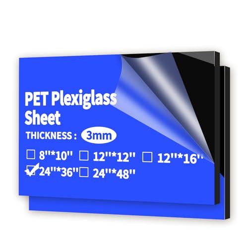 Image of Art3d (2 Pack) 1 /8 inch Thick Plexiglass Sheets in Black - 24 inchx36 inch Acrylic Sheets for Art Design,Craft Projects, Signs, DIY in Home, Wedding, Festival,Party,Office