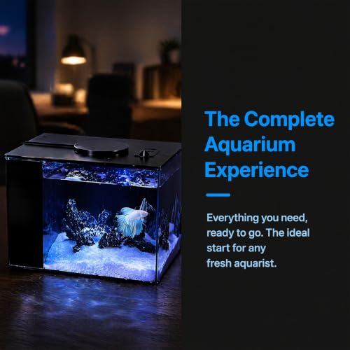Keltorio Kit complet d'aquarium de 4,65 l avec pompe à filtre, éclairage LED, idéal pour les petits poissons, crevettes et plantes, 200 x 150 x 155 mm – vue 5