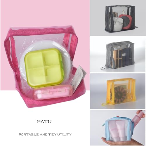 Image of Patu Zipper Mesh Bags, Beauty Makeup Cosmetic Accessories Organizer, Travel Toiletry Kit Set Storage Pouch, Multicolor, S, Cuboid, Assorted (5 pcs)
