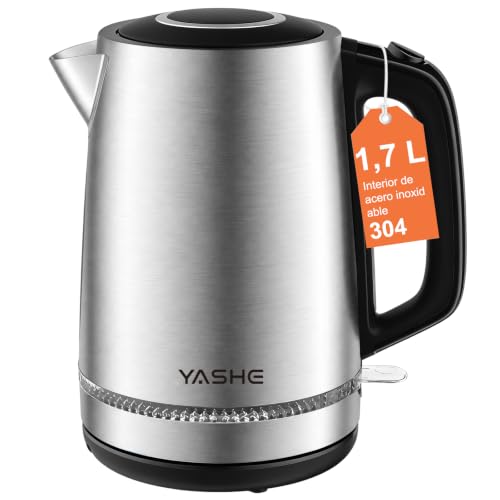 YASHE Hervidor De Agua Eléctrico 1,7L 2200W De Acero Inoxidable