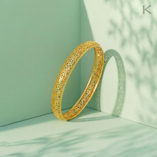 Image of KISNA 9KT Bubbelle Gold Bangle For Women | BIS Hallmarked Yellow Gold Bangle | Lightweight Daily Wear Gold Jewellery | Gift for Wife, Mother & Sister | S 2.5 Anna