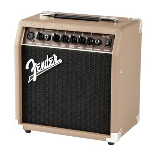 Fender Acoustasonic Guitar Amp for Acoustic Guitar, 15 Watts, with 2-Year Warranty 6 Inch Speaker, Dual Front-Panel inputs, 11.5Hx11.19Wx7.13D Inches, Tan