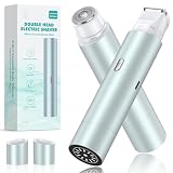 NIPOO Bikini Trimmer for Women, Dual Head Face Shaver Body Hair Trimmmer, IPX7 Waterproof Womens Electric Razor for Legs, Lake Green
