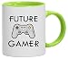 Produktbild Geek Nerd Gamer Controller bedruckte 2-farbige Kaffeetasse Bürotasse mit Spruch Motiv Future Gamer, Größe: onesize,weiß/hellgrün