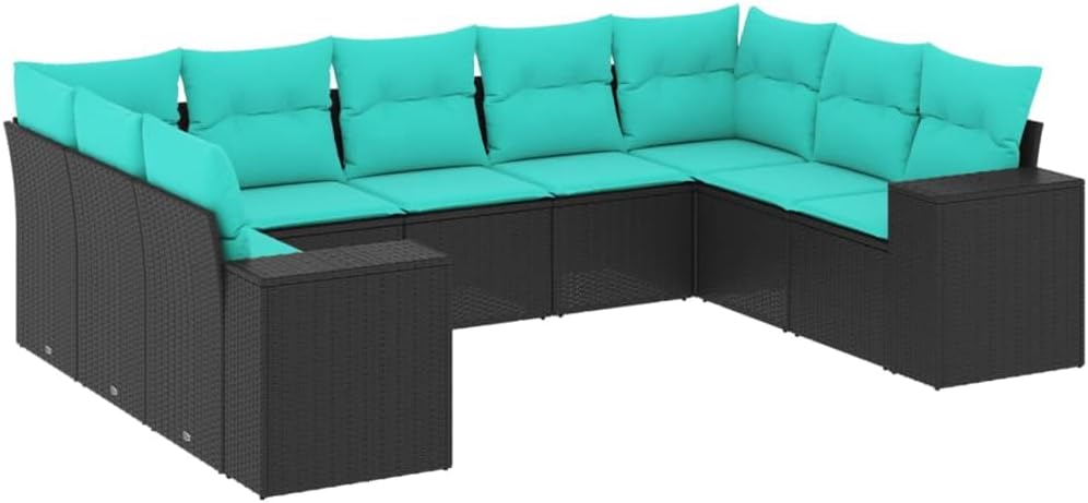 Patio Sofa Set Black PE Rattan Large UV-Resistant Materials Furniture Set