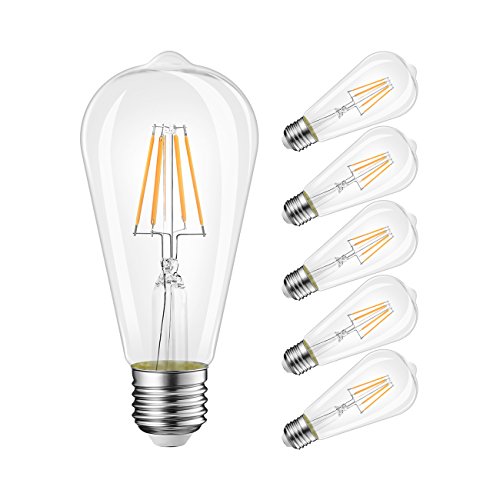 LVWIT Glühlampe LED Classic Edison Lampe ersetzt 40 Watt E27, 4W, 2700K warmweiß (6er Pack)