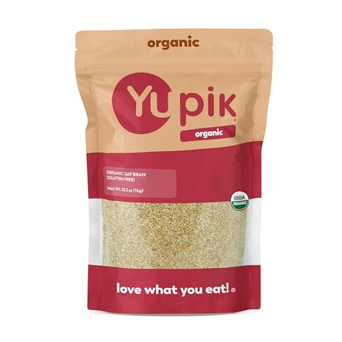 Yupik Organic Oat Bran, Gluten-Free, 2.2 lb (35.2 oz), Non-GMO, Kosher, Vegan, Raw, Made from Hull of Whole Grain Oats, Good Source of Fiber, Ideal for Baking & Cooking