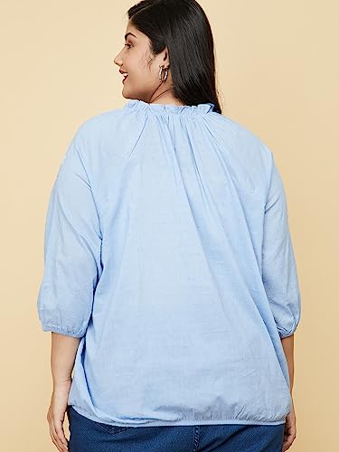 Image of Max Plus Size Women Embroidered Three-Quarter Sleeves Top