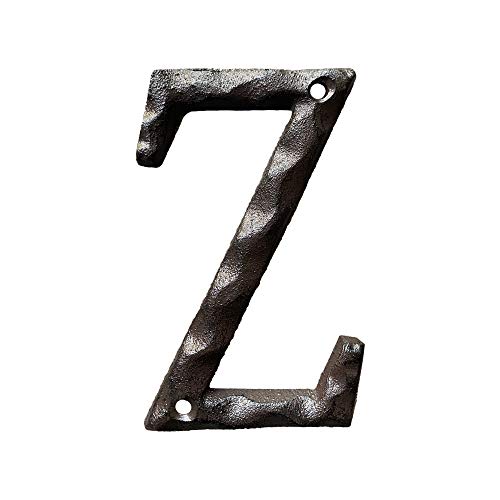 Jerrybaby 5 Inch House Letters, Rustic Cast Iron Metal Home Address Number & Letters/Unique Hammered Look, Letter Z