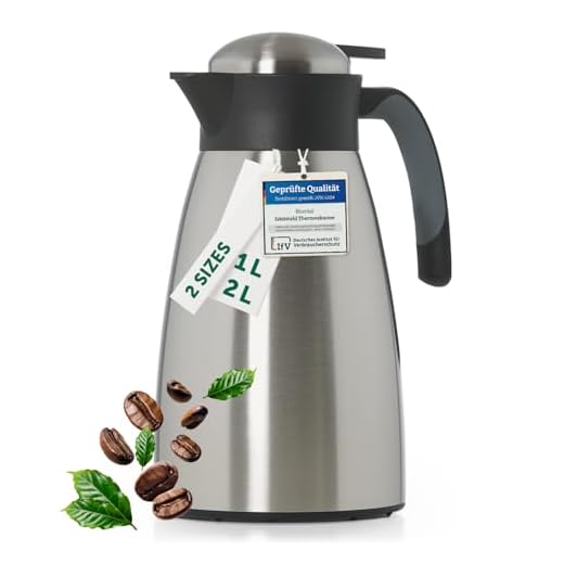 Blumtal jarra termica 2 litro - jarra termo sin BPA con sistema de cierre Quick Tip - jarra cafe y té a prueba de fugas para un aislamiento duradero - termo cafe grande 2 litro - acero