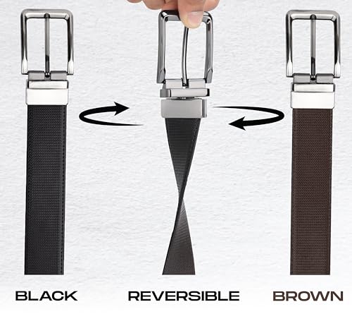 Image of DENIMHOLIC Reversible PU Leather Formal Belts For Men